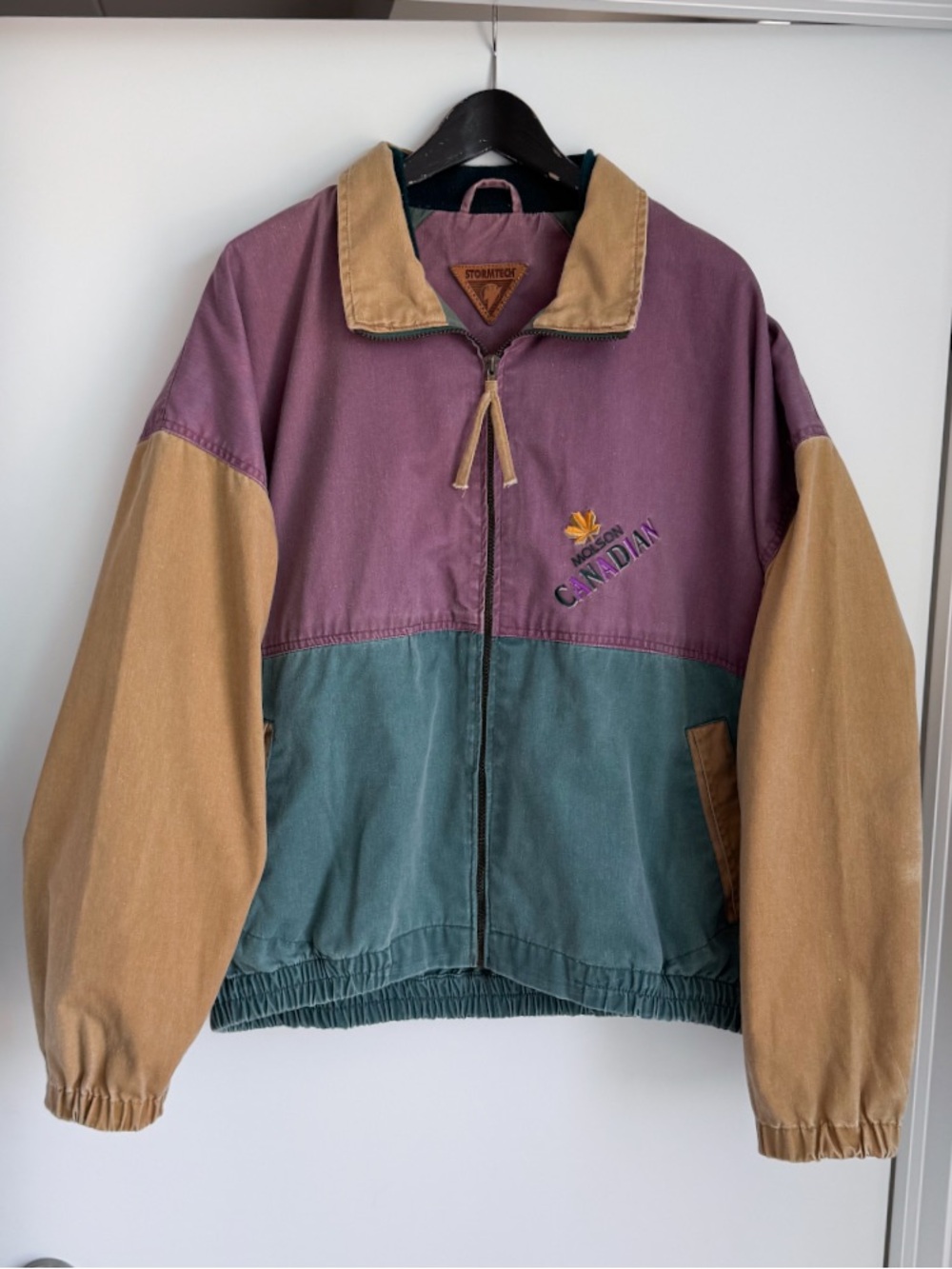 Vtg 90s Stormtech x Molson Canadian Colour Block Jacket L Oversized Boxy